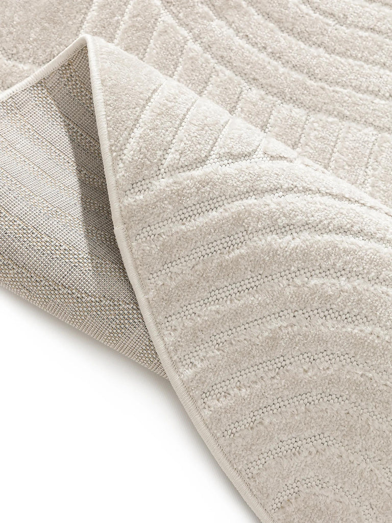 Tapis moderne arches rond crème d'intérieur et d'extérieur 160 cm de diamètre