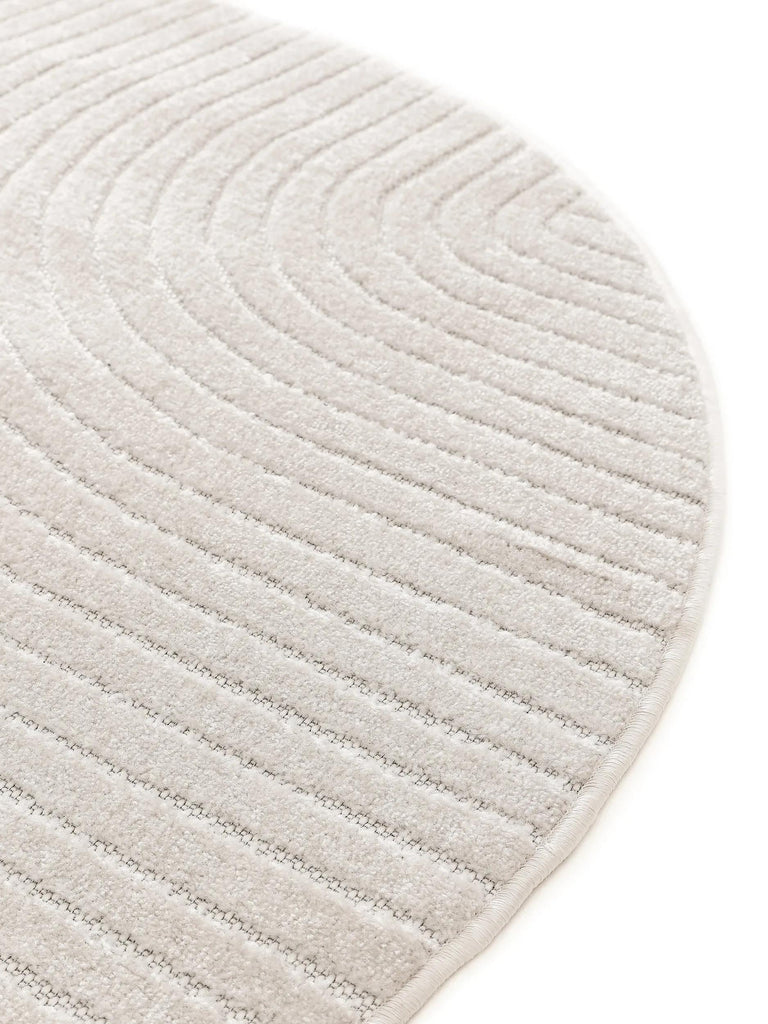 Tapis moderne contemporain rond blanc d'intérieur et d'extérieur 160 cm de diamètre