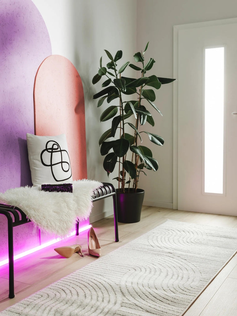 Tapis moderne contemporain de couloir blanc d'intérieur et d'extérieur 80x240 cm