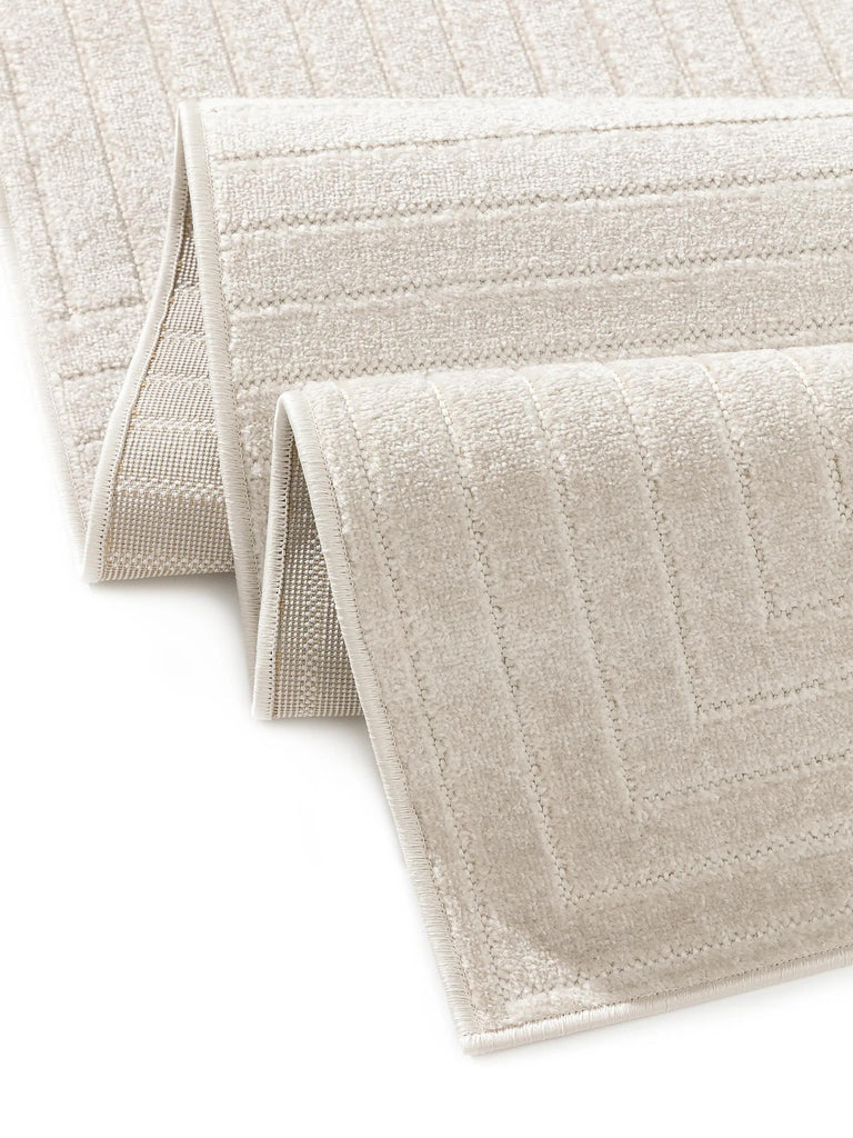 Tapis moderne géométrique crème d'intérieur et d'extérieur 120x170 cm