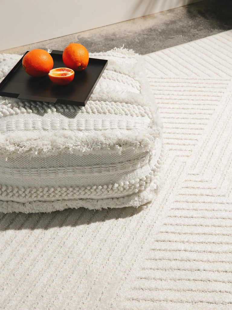 Tapis moderne géométrique blanc d'intérieur et d'extérieur 80x150 cm