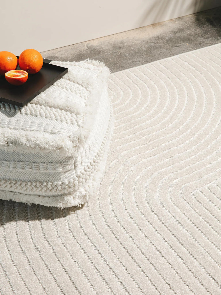Tapis moderne contemporain blanc d'intérieur et d'extérieur 120x170 cm