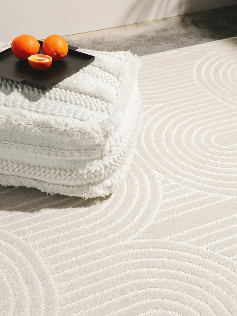 Tapis moderne arches crème d'intérieur et d'extérieur 120x170 cm