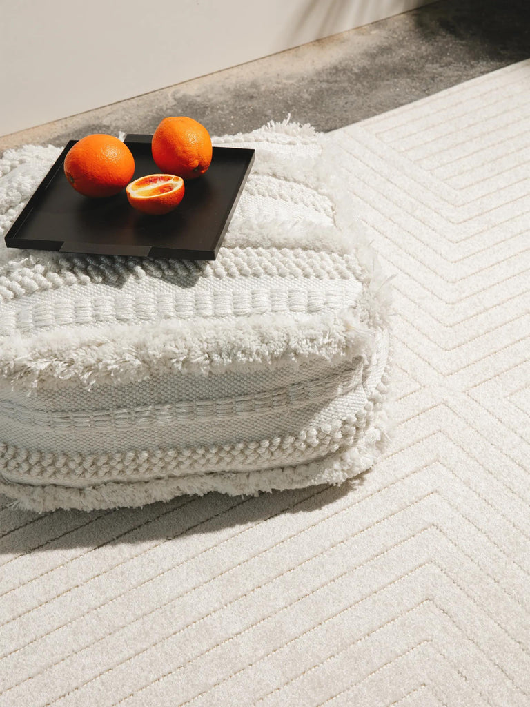 Tapis moderne géométrique crème d'intérieur et d'extérieur 120x170 cm