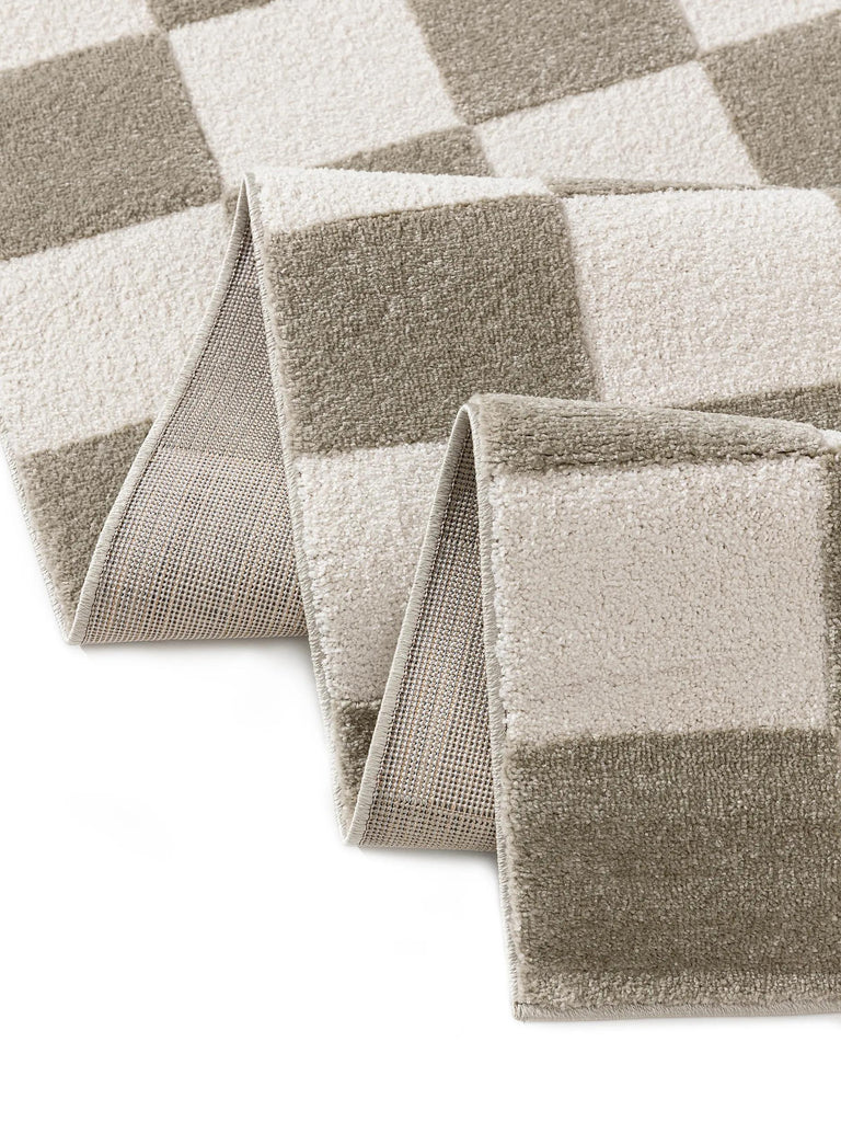 Tapis géométrique motif à damier vert et blanc 200x290 cm