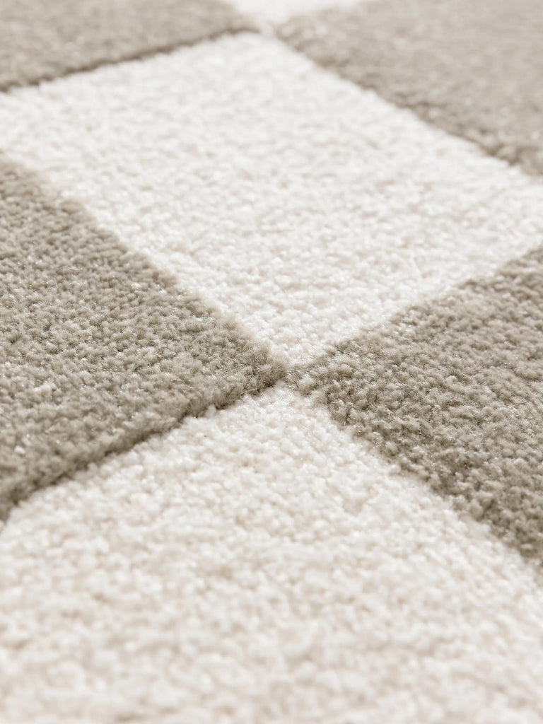 Tapis géométrique motif à damier vert et blanc 200x290 cm