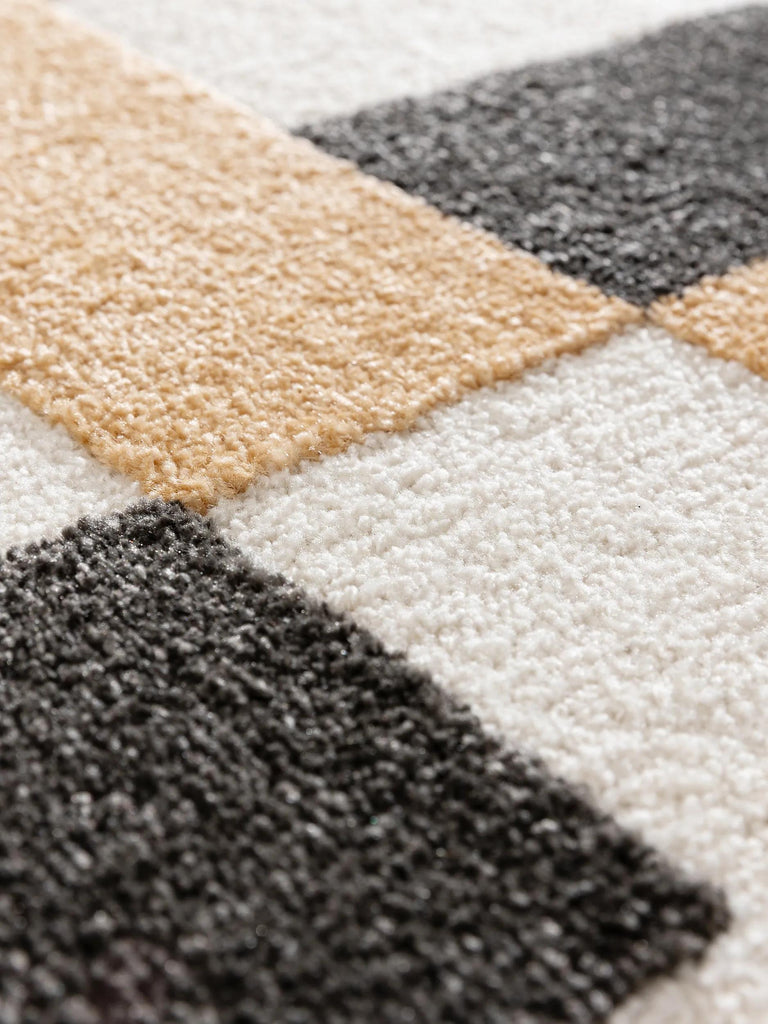 Tapis géométrique moderne blanc orange et noir 200x290 cm