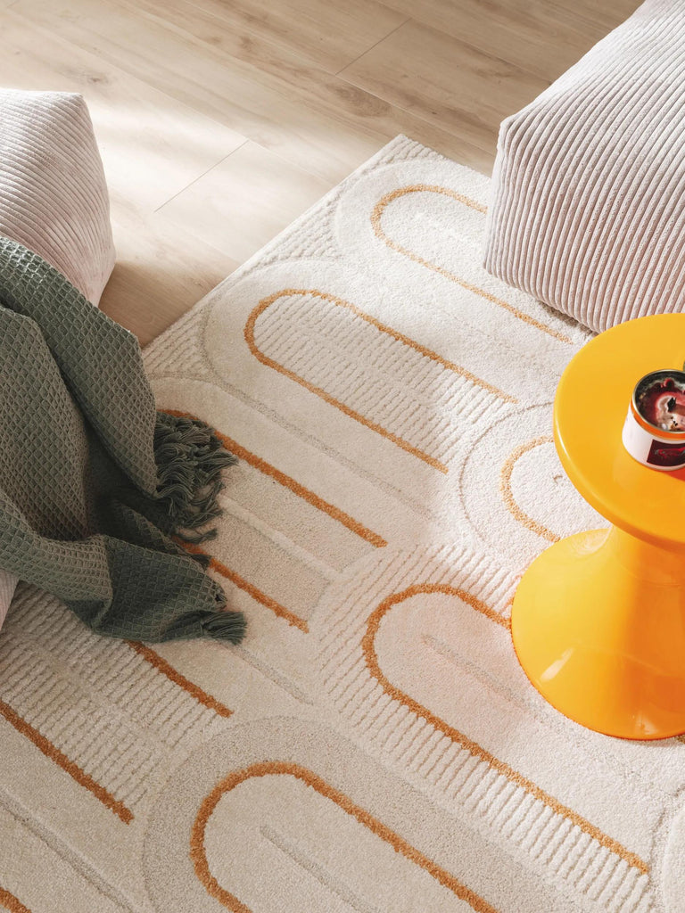 Tapis moderne arches blanc et orange 160x230 cm