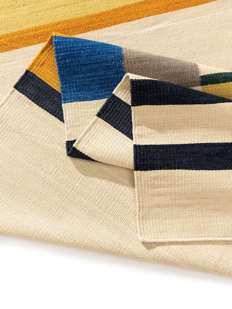 Tapis kilim multicolore et beige en laine 140x200 cm