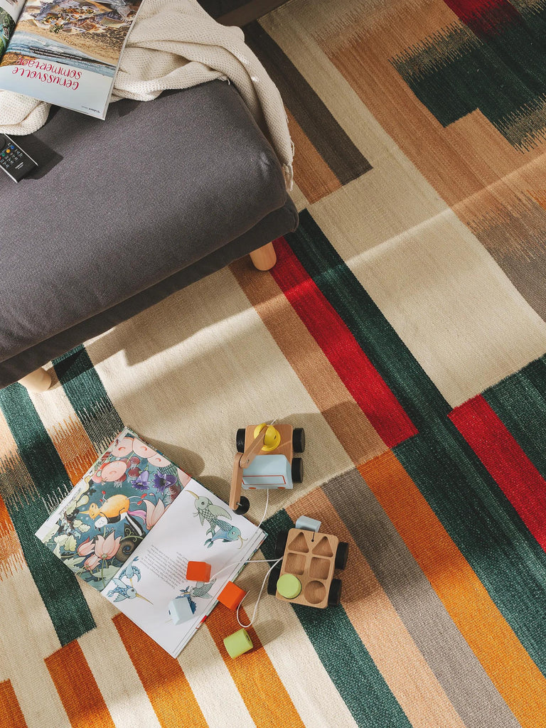 Tapis kilim multicolore en laine 200x300 cm