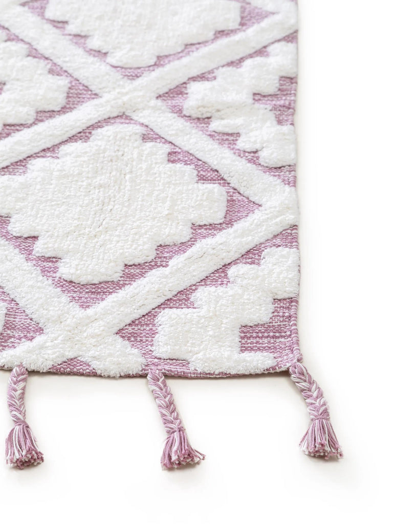 Tapis berbère moderne enfant blanc et violet en coton 160x230 cm