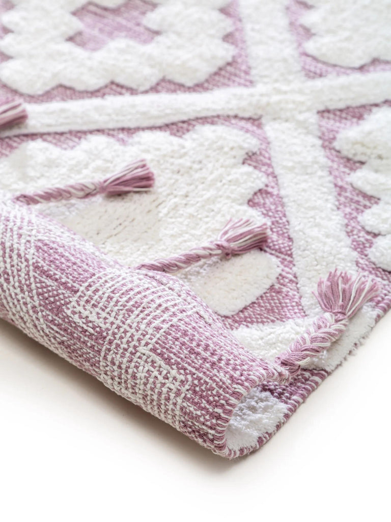 Tapis berbère moderne enfant blanc et violet en coton 160x230 cm