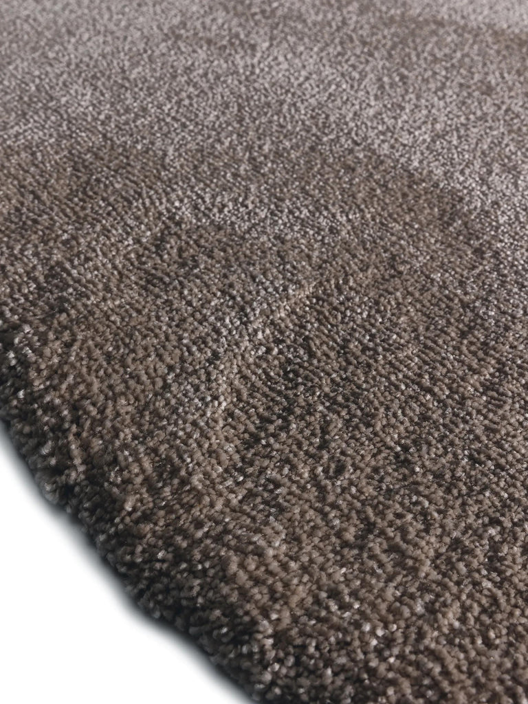 Tapis shaggy shaggy rond marron 150 cm de diamètre