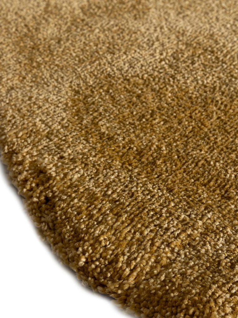 Tapis shaggy épais rond jaune 150 cm de diamètre