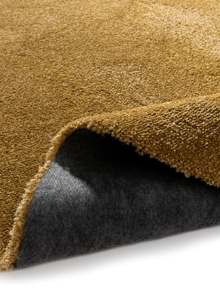 Tapis shaggy épais rond jaune 150 cm de diamètre