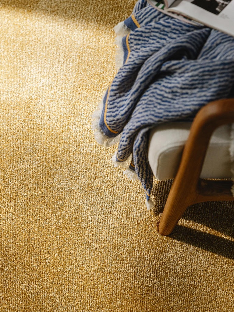 Tapis shaggy épais rond jaune 150 cm de diamètre