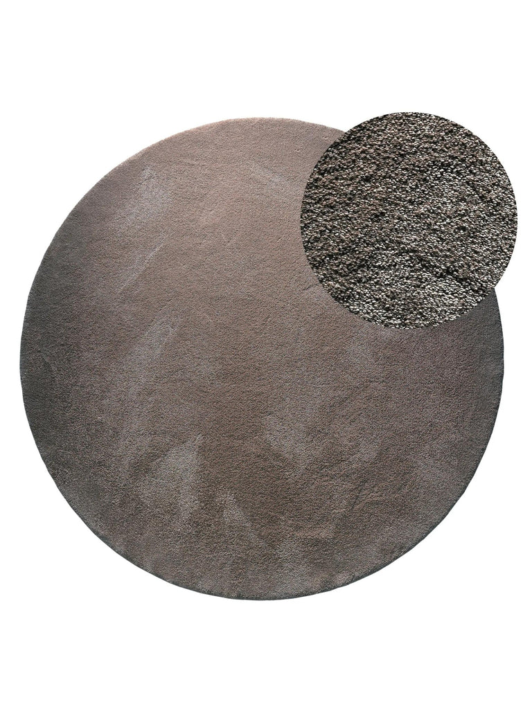 Tapis shaggy shaggy rond marron 200 cm de diamètre