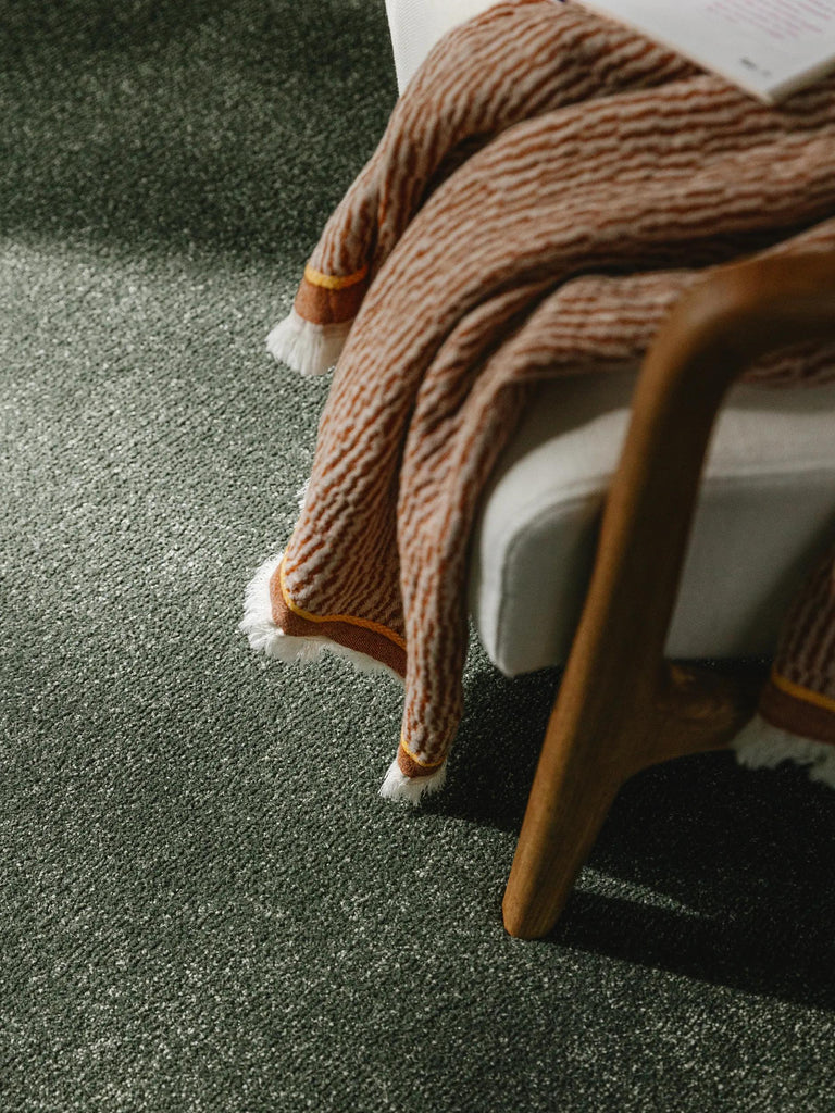 Tapis shaggy épais rond vert foncé 150 cm de diamètre