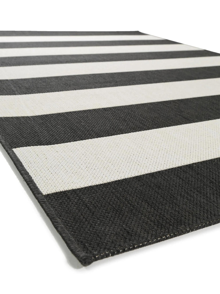 Tapis moderne rayé enfant noir et blanc d'intérieur et d'extérieur 80x150 cm