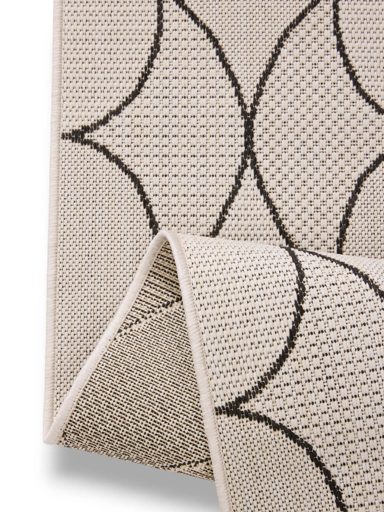 Tapis contemporain motif goutte de couloir blanc et noir d'intérieur et d'extérieur 80x240 cm