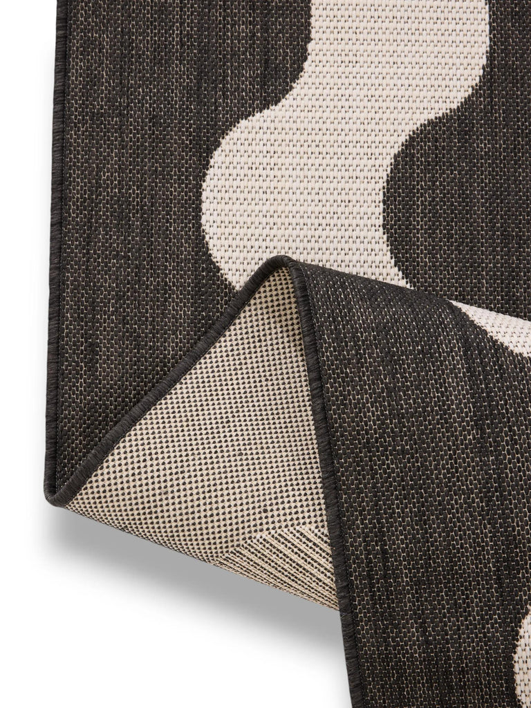 Tapis moderne motif vague noir et blanc d'intérieur et d'extérieur 160x230 cm