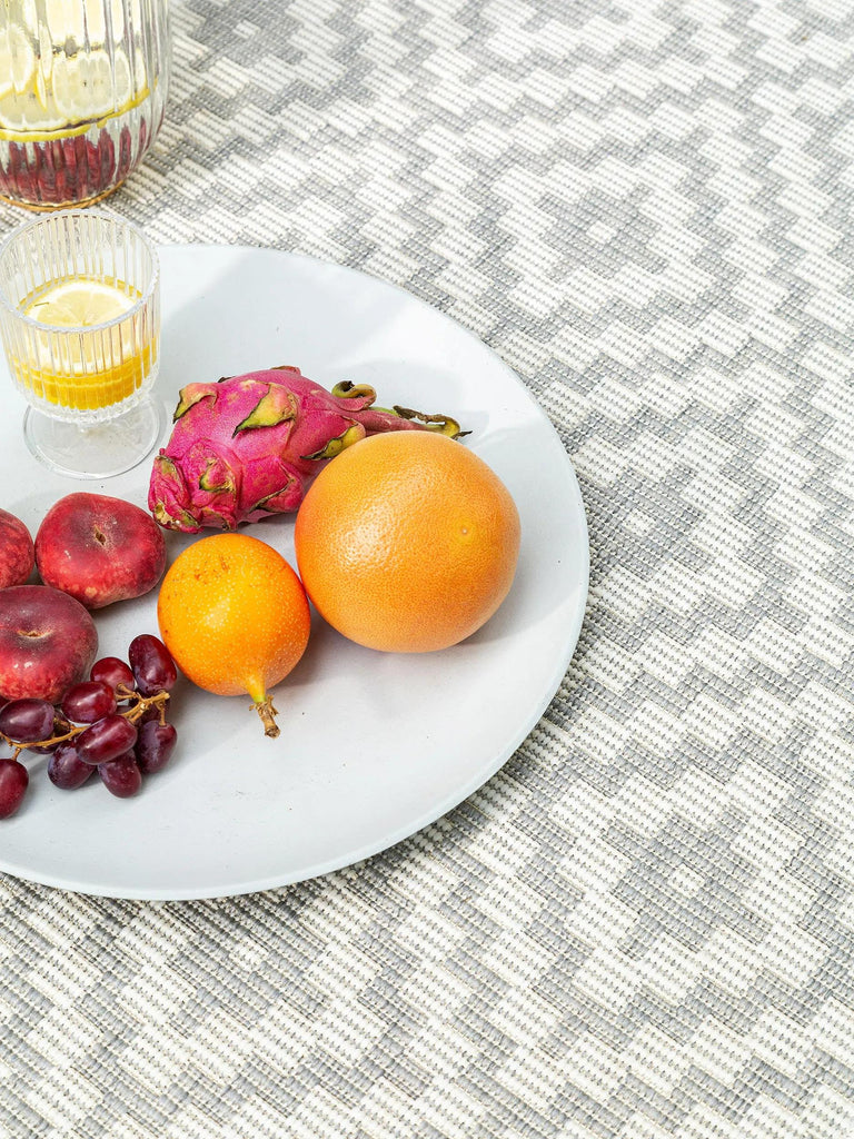 Tapis géométrique motif berbère de couloir gris d'intérieur et d'extérieur 80x200 cm