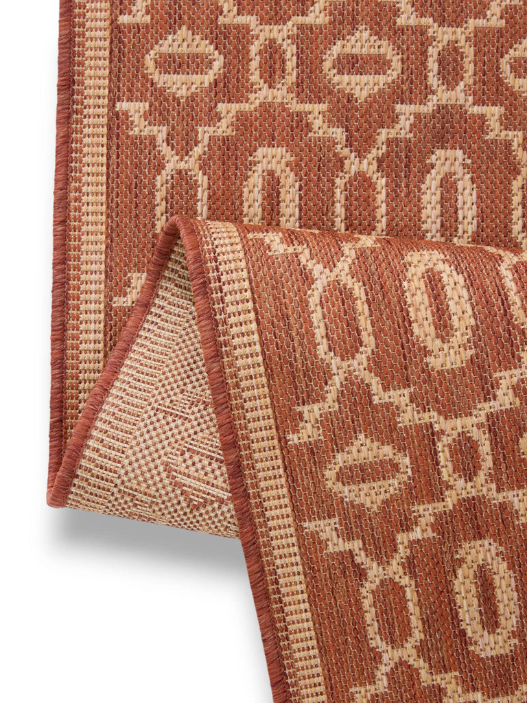 Tapis bohème inspiration oriental de couloir terracotta d'intérieur et d'extérieur 80x240 cm