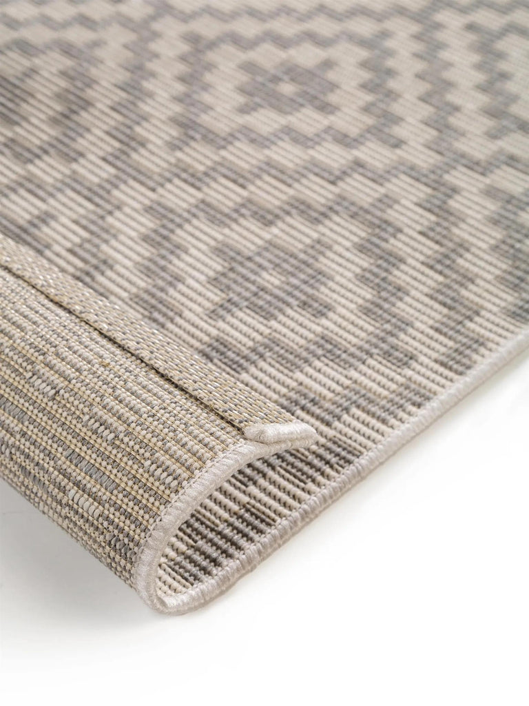 Tapis géométrique motif berbère de couloir gris d'intérieur et d'extérieur 80x200 cm