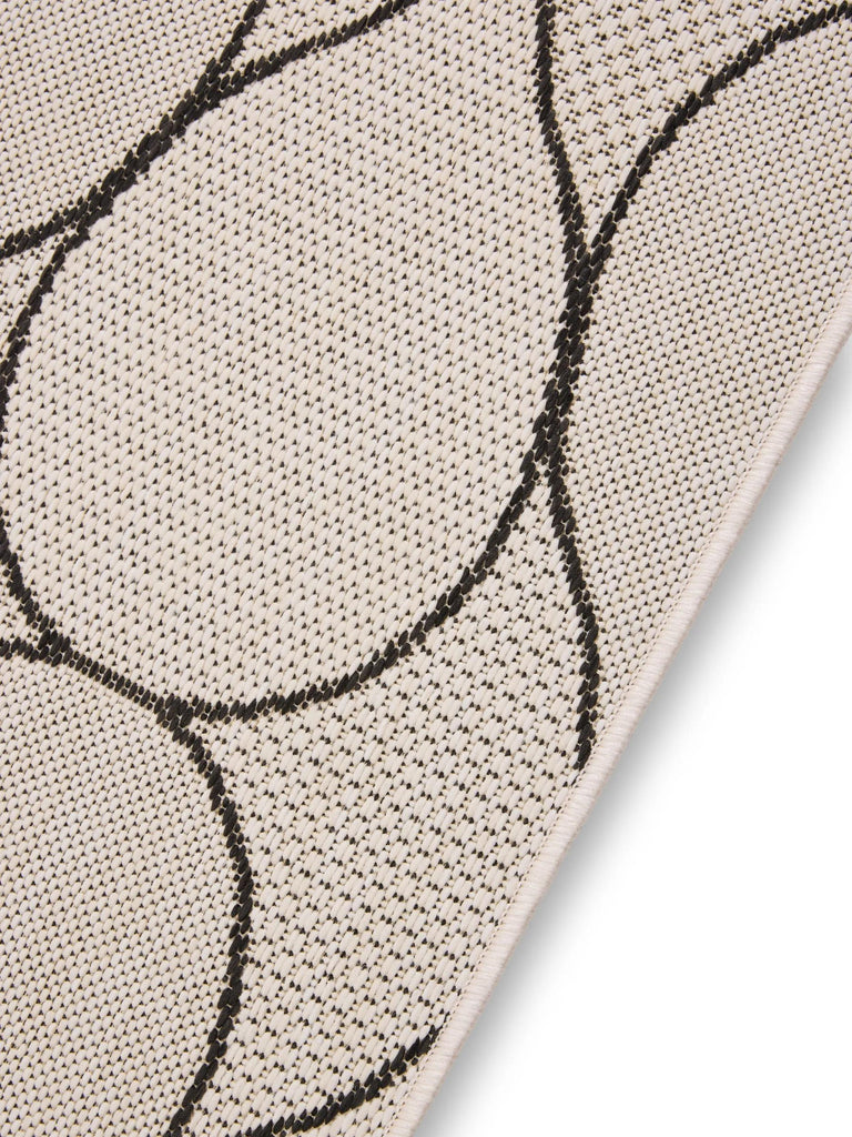 Tapis contemporain motif goutte de couloir blanc et noir d'intérieur et d'extérieur 80x240 cm