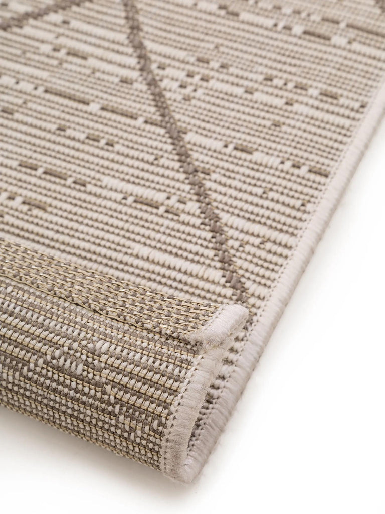 Tapis géométrique motif ethnique de couloir crème et beige d'intérieur et d'extérieur 80x240 cm