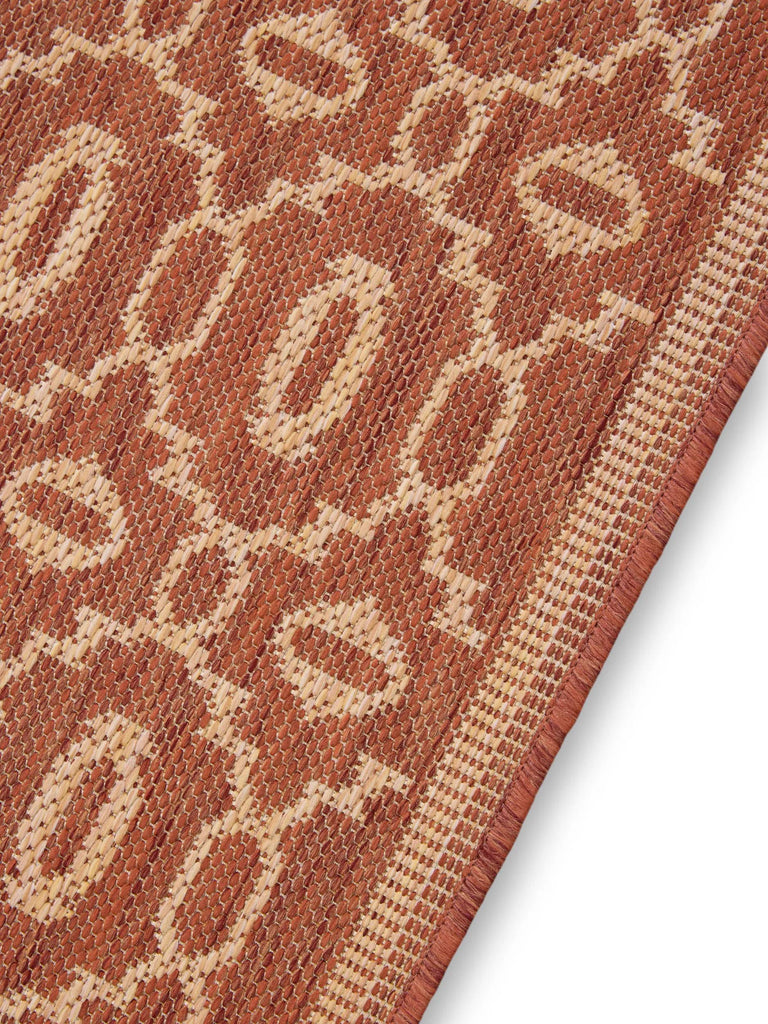 Tapis bohème inspiration oriental de couloir terracotta d'intérieur et d'extérieur 80x240 cm