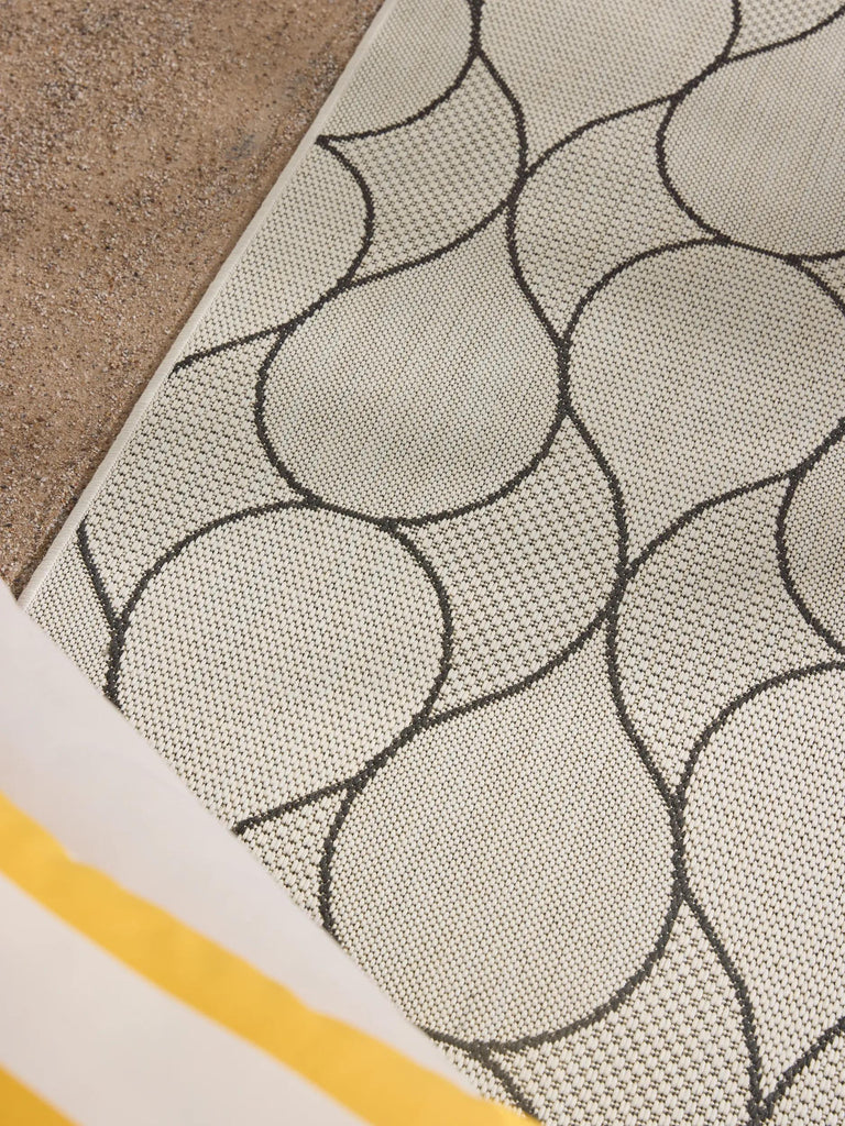 Tapis contemporain motif goutte blanc et noir d'intérieur et d'extérieur 240x340 cm