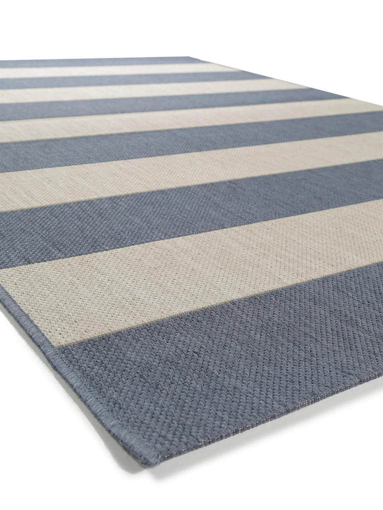 Tapis moderne rayé enfant bleu et gris d'intérieur et d'extérieur 200x290 cm