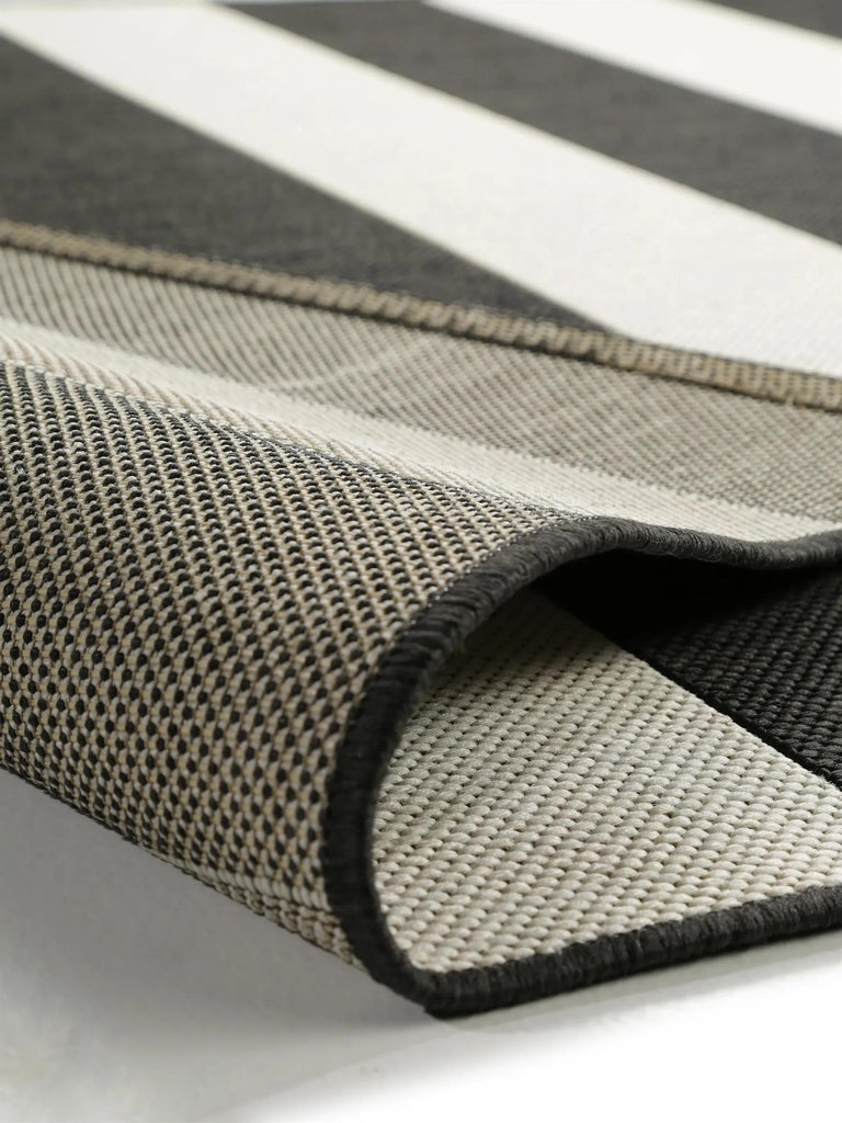 Tapis moderne rayé enfant noir et blanc d'intérieur et d'extérieur 140x200 cm