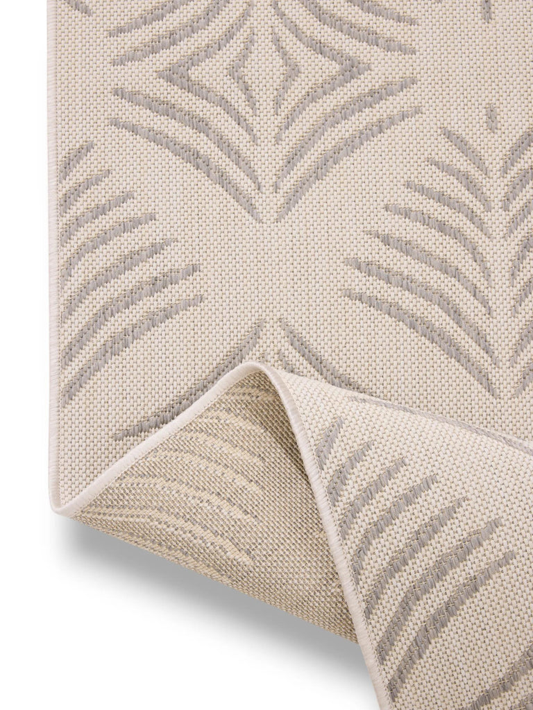 Tapis moderne motif floral crème et gris d'intérieur et d'extérieur 80x150 cm