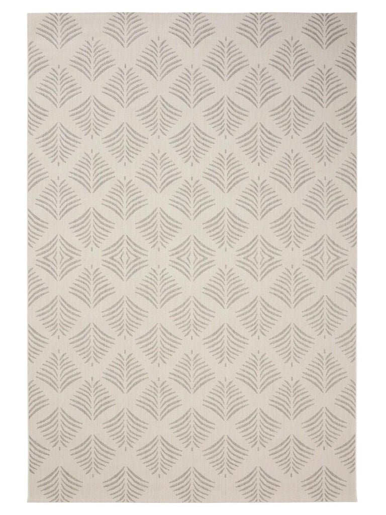 Tapis moderne motif floral crème et gris d'intérieur et d'extérieur 200x290 cm