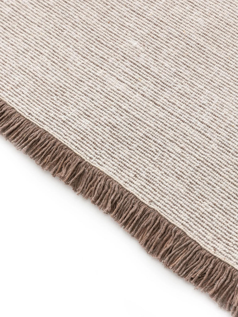 Tapis scandinave à franges blanc et marron en laine 250x350 cm