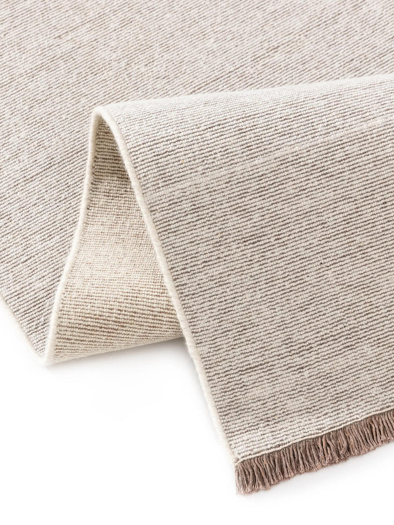 Tapis scandinave à franges descente de lit blanc et marron en laine 70x200 cm