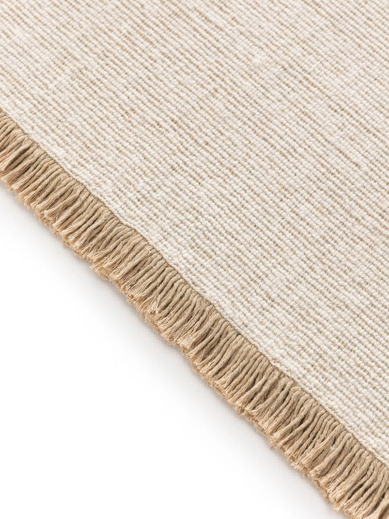 Tapis scandinave à franges descente de lit beige en laine 70x200 cm