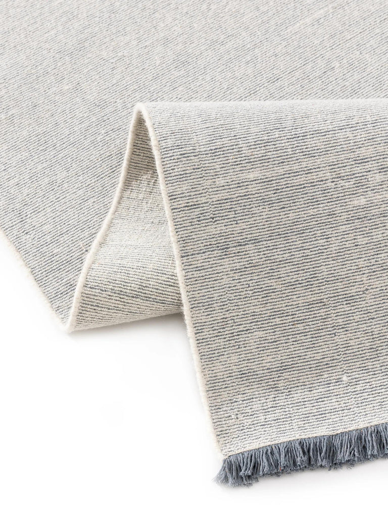 Tapis scandinave à franges bleu et gris en laine 160x230 cm