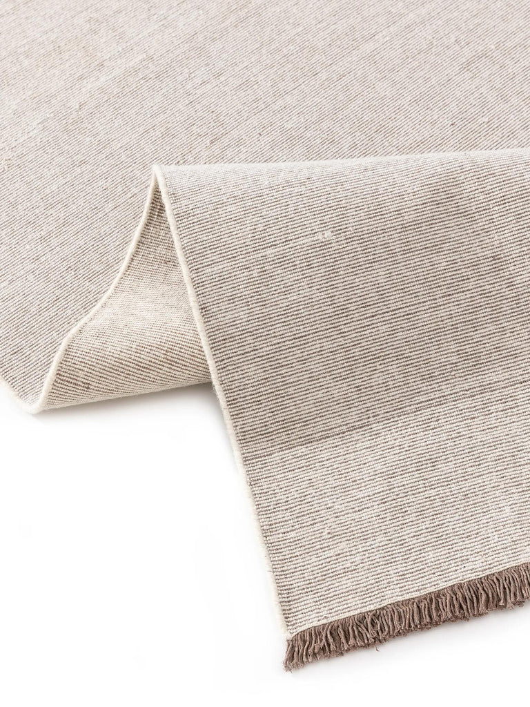 Tapis scandinave à franges blanc et marron en laine 160x230 cm