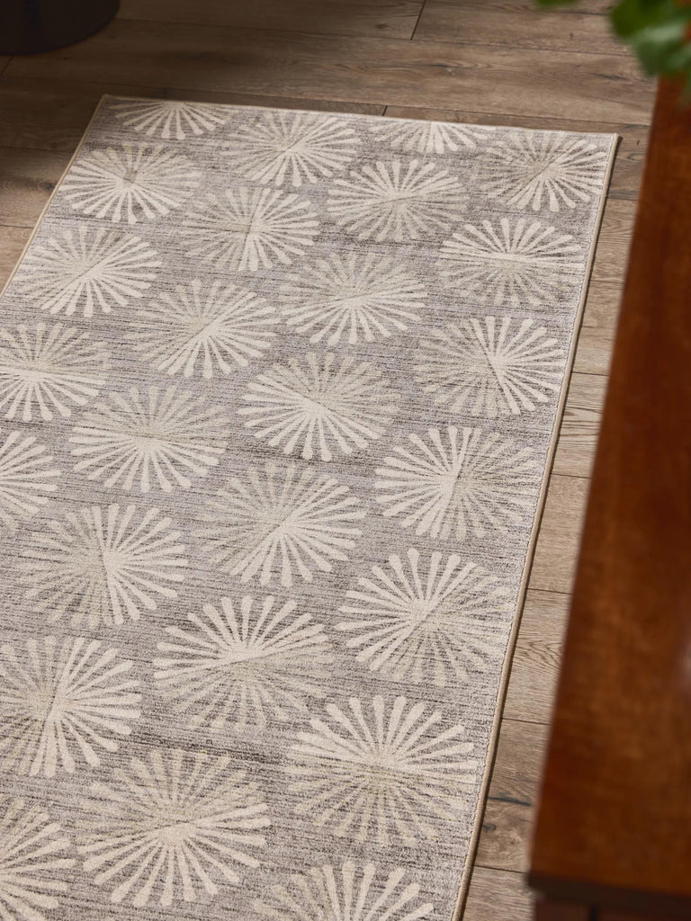 Tapis retro motif à fleurs de couloir taupe 80x240 cm