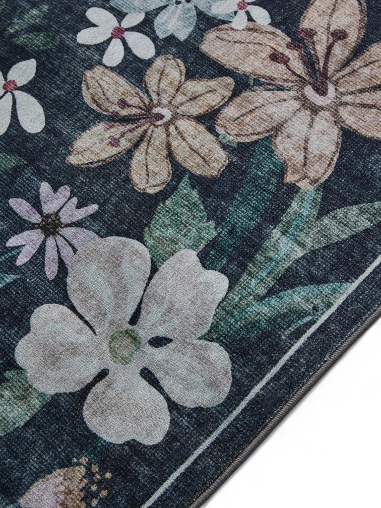 Tapis retro motif à fleurs multicolore et noir 160x230 cm