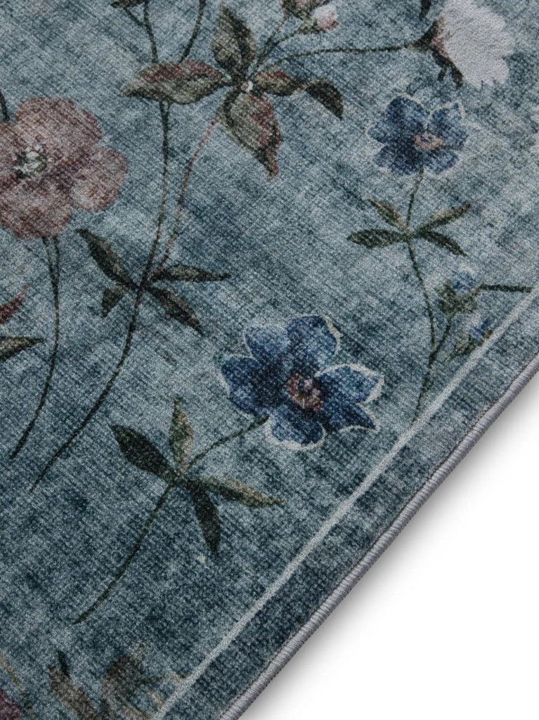 Tapis vintage motif à fleurs gris et bleu 160x230 cm