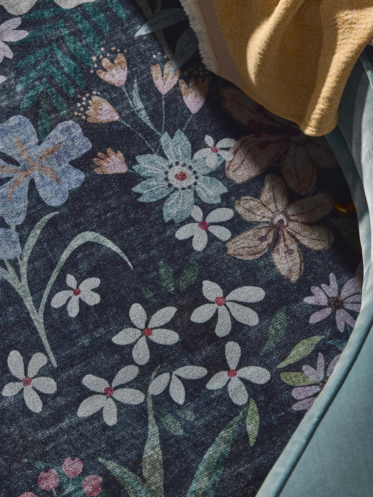 Tapis retro motif à fleurs multicolore et noir 200x300 cm