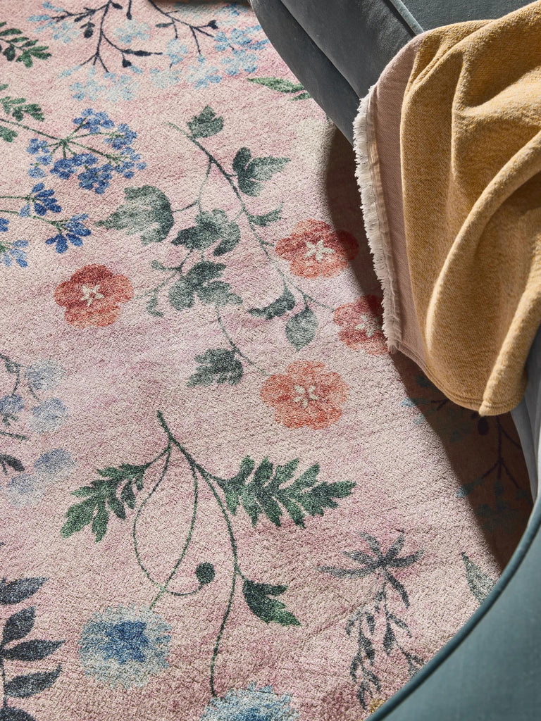 Tapis retro motif à fleurs multicolore et rose 200x300 cm