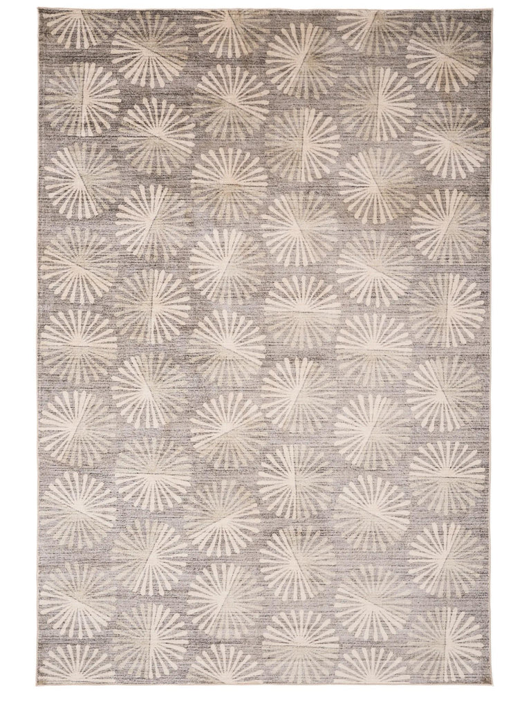 Tapis retro motif à fleurs taupe 120x170 cm