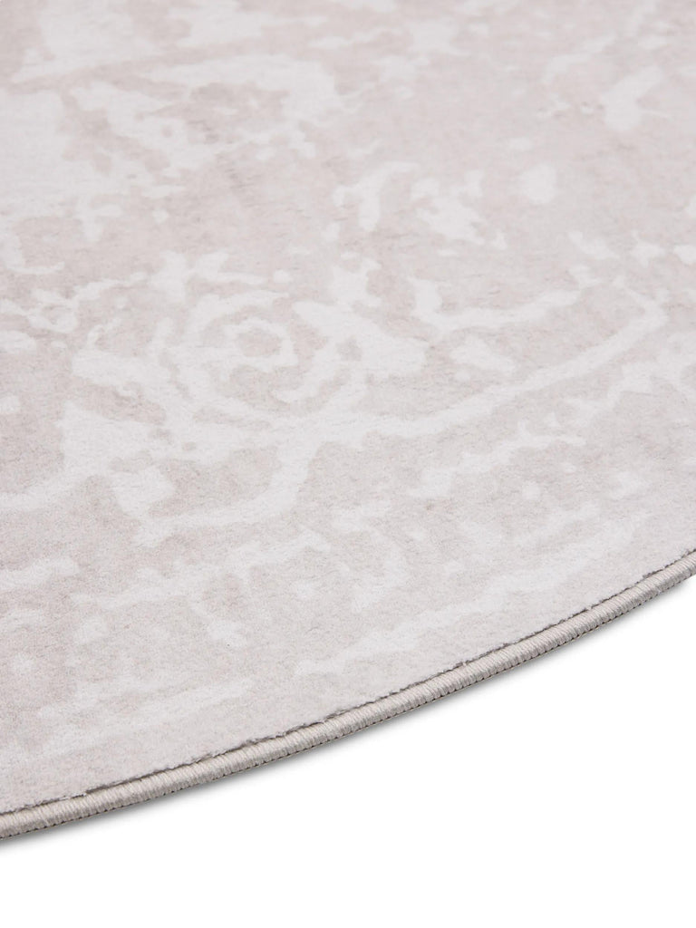 Tapis vintage oriental rond taupe 160 cm de diamètre