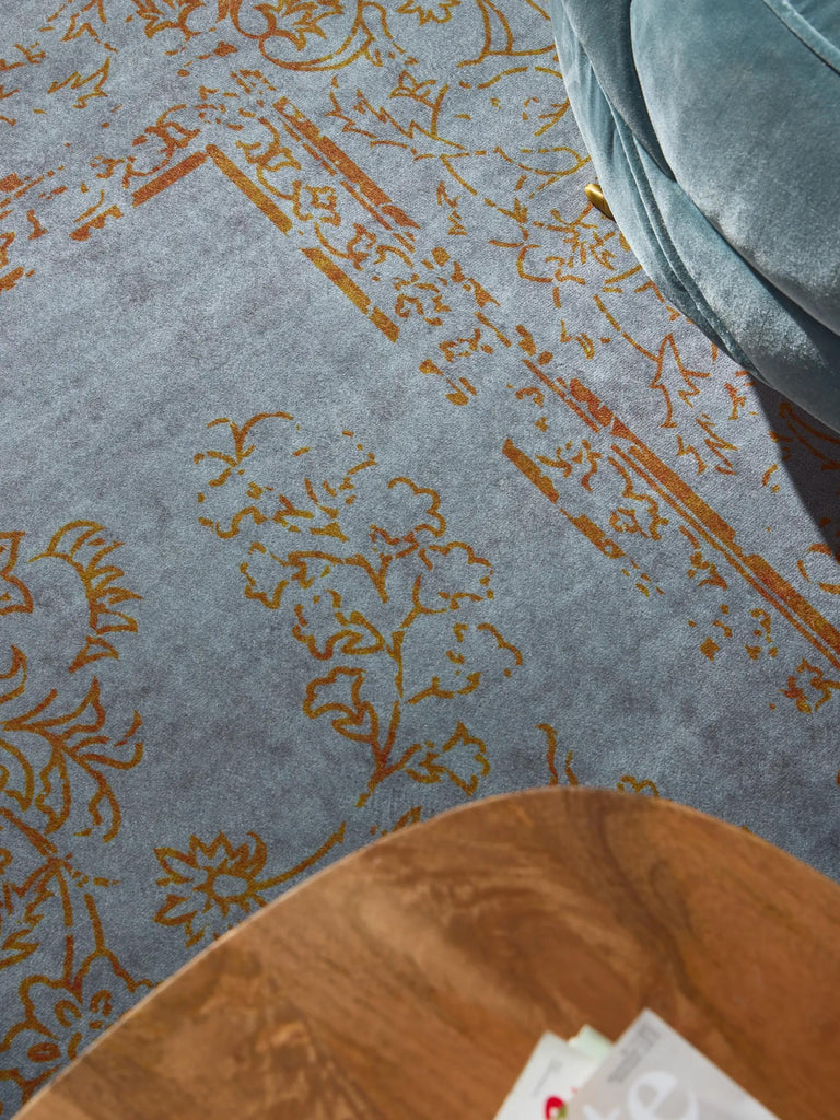 Tapis vintage oriental gris et orange lavable 200x300 cm