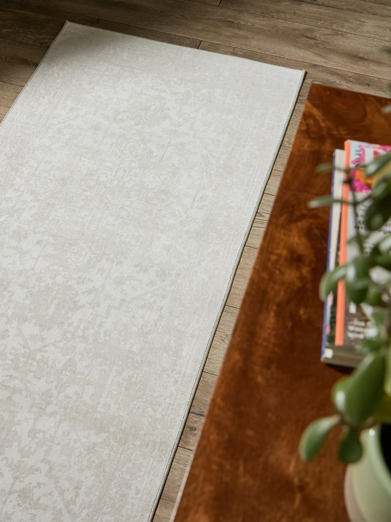 Tapis vintage oriental de couloir taupe 80x240 cm